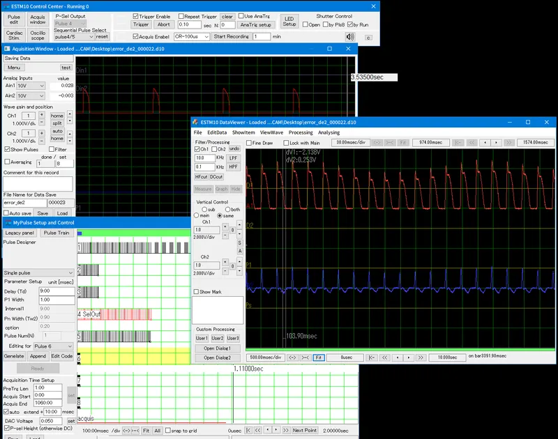 Software for synchronization control, electrical stimulation and analog recording (ESTM10A)
